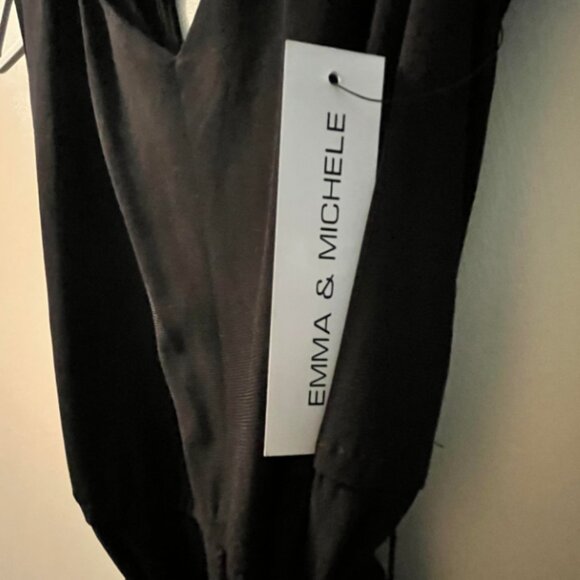 EMMA & MICHELE black Ruffle Leg Jumpsuit with Slits - Picture 9 of 16